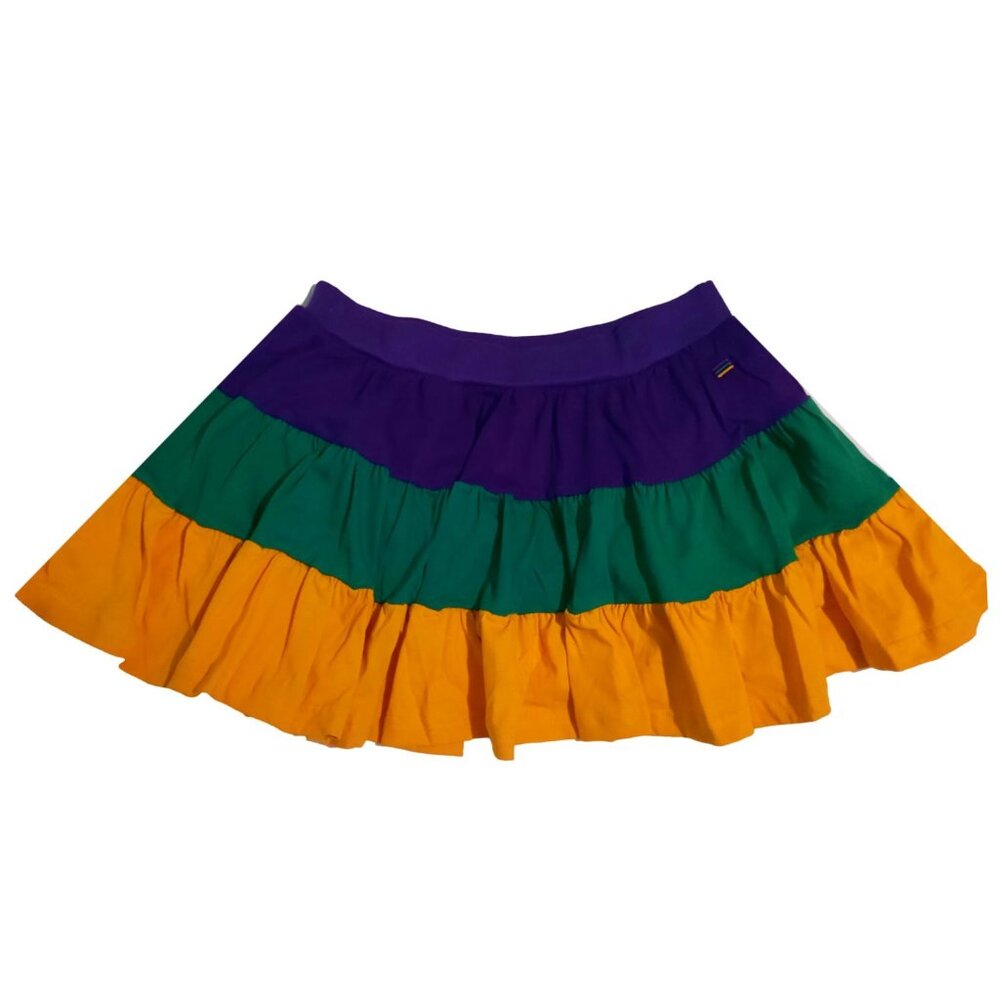 Adult Women Skort S/M, L/XL, 2X/3X Mardi Gras Stripe Purple Green Yellow